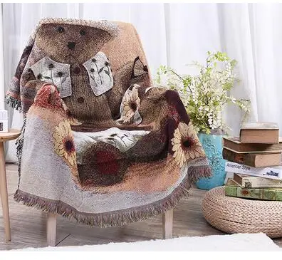 en Ucuz Çiçek Kuş Desen Pamuk Ipliği Battaniye Kanepe Havlu Tek Sandalye örtüsü Battaniye Halı Tam Kapak Kaymaz Kalınlaşma