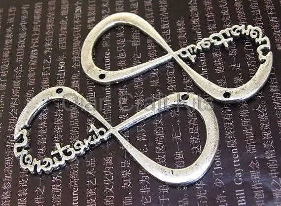 40 шт., большой 8 разъемов для изготовления ювелирных изделий, античная серебряная бронза 60 х29 мм, бронзовая серебряная буква, символ