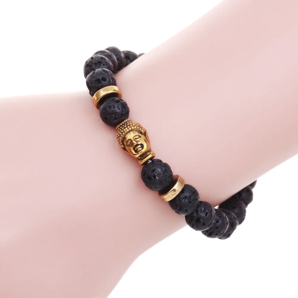 Мода Мужчины Женщины покрытие золото серебро браслет-цепочка из бисера Будды