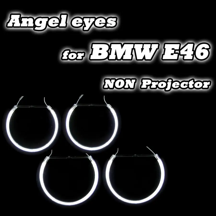 

Good Quality 2*131mm+2*146mm For BMW E46 Non-projector Headlights Halo Rings CCFL Angel Eyes DRL Kit White 4 Rings