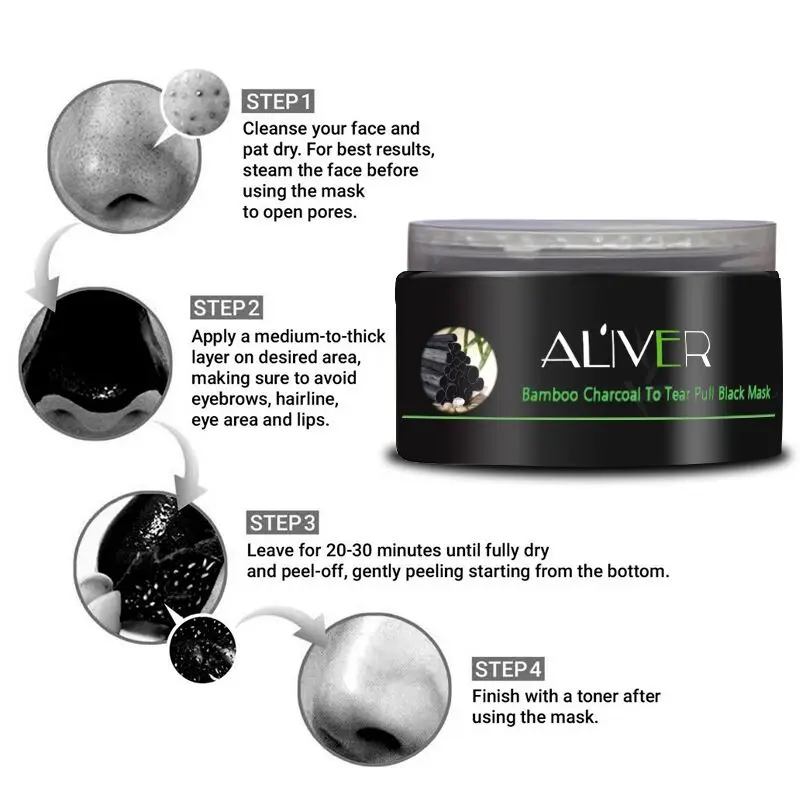 Маска для глубокой очистки лица ALIVER Бамбуковая маска с древесным углем удаления