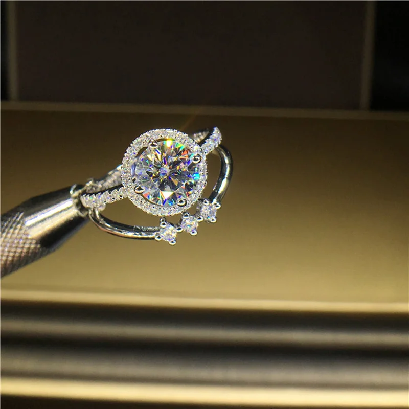 100% 18K 750Au золото Moissanite бриллиантовое кольцо D Цвет VVS с национальным сертификатом MO