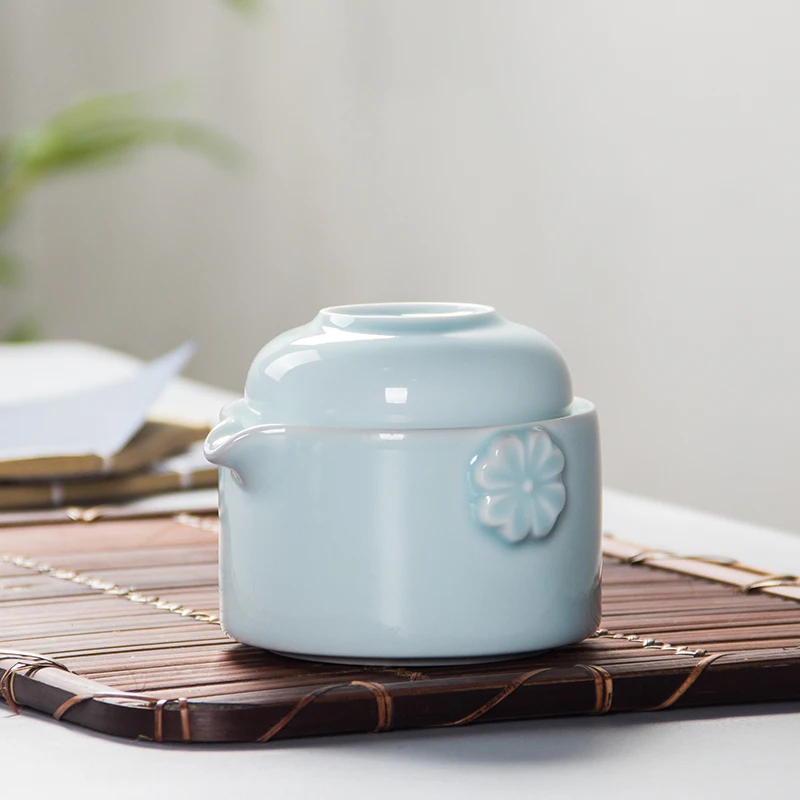 Celadon, чайный горшок, дорожная чайная чашка, керамическая чашка, чайник, керамический портативный дорожный чайный набор, подарки для друзей, 1 Gaiwan, 1 чашка, фарфор, D038