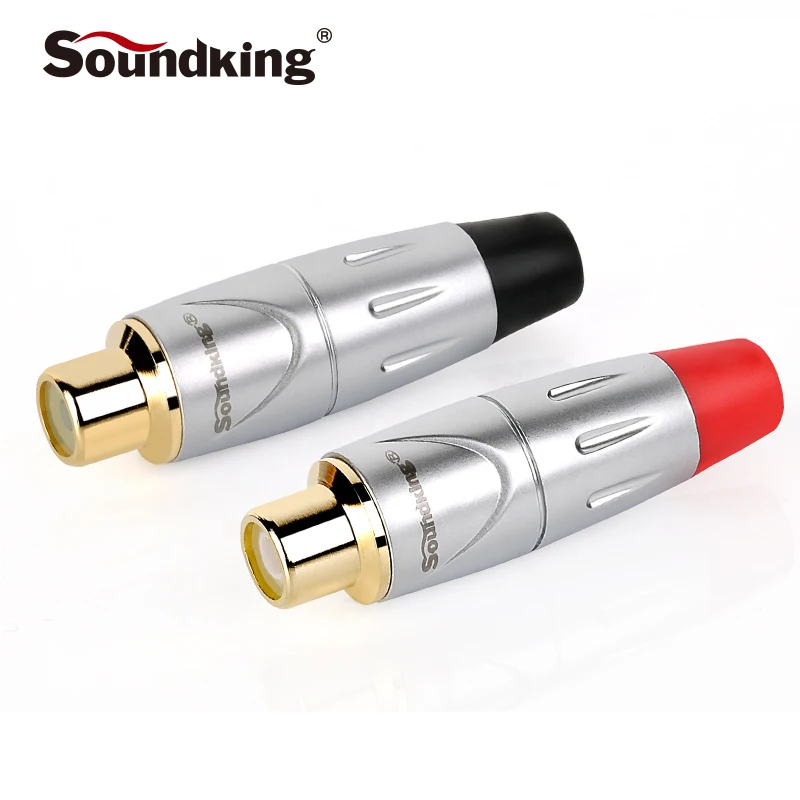Soundking черный и красный RCA Женский штекер цинковый сплав корпус позолоченный Аудио