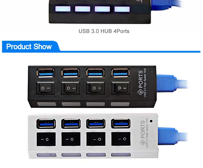 EASYIDEA мини-концентратор USB 3,0 высокоскоростной 5 Гбит/с 4/7 портов Портативный Micro USB 3,0 концентратор с переключателем и внешним адаптером питания
