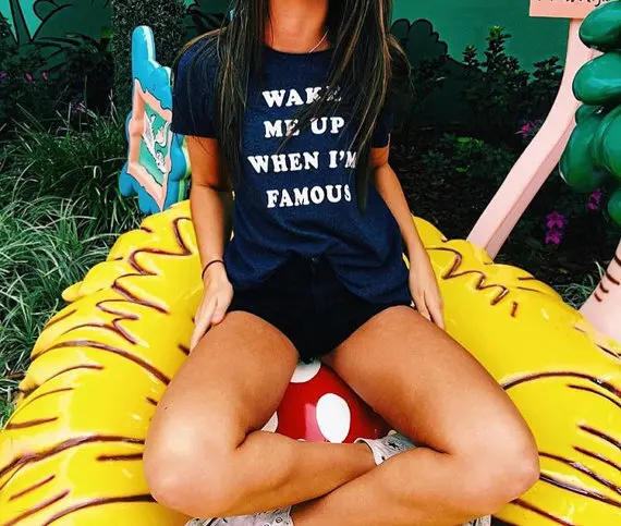 

Wake Me Up When I'm Famous T-Shirt Short Sleeve Tumblr tees Gril Graphic Tops Hipster Harajuku t shirt Customn Outfits Drop Ship