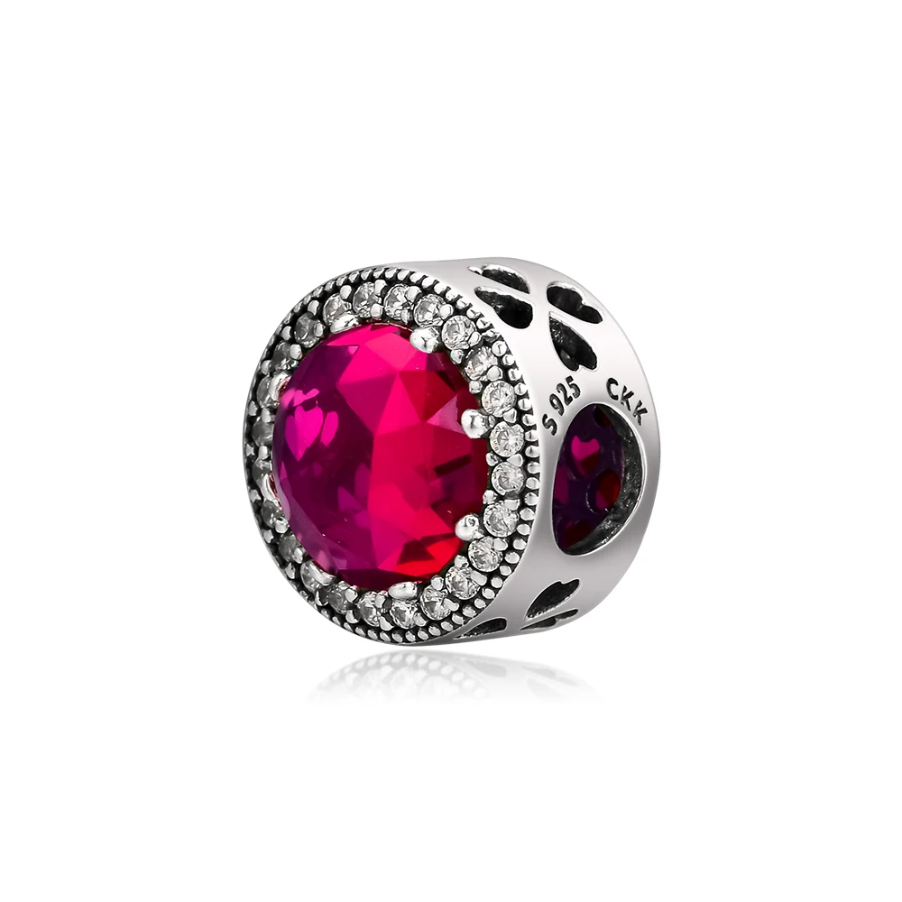 DIY Fits for Pandora Charms Bracelets Radiant Rose Heart Beads with Cerise CZ 100% 925 Sterling-Silver-Jewelry Free Shipping | Украшения и