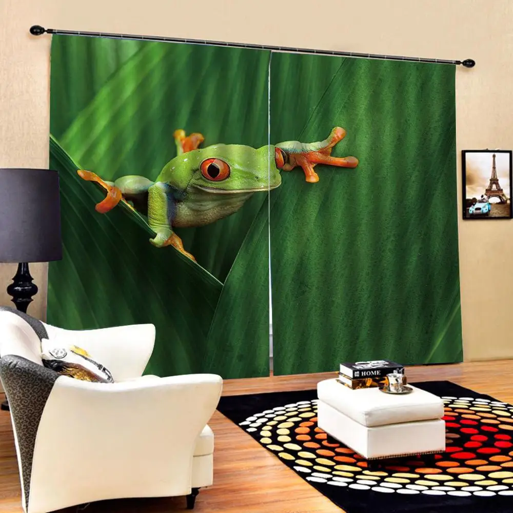 

green frog High quality custom 3d curtain fabric for children room Decoration curtains