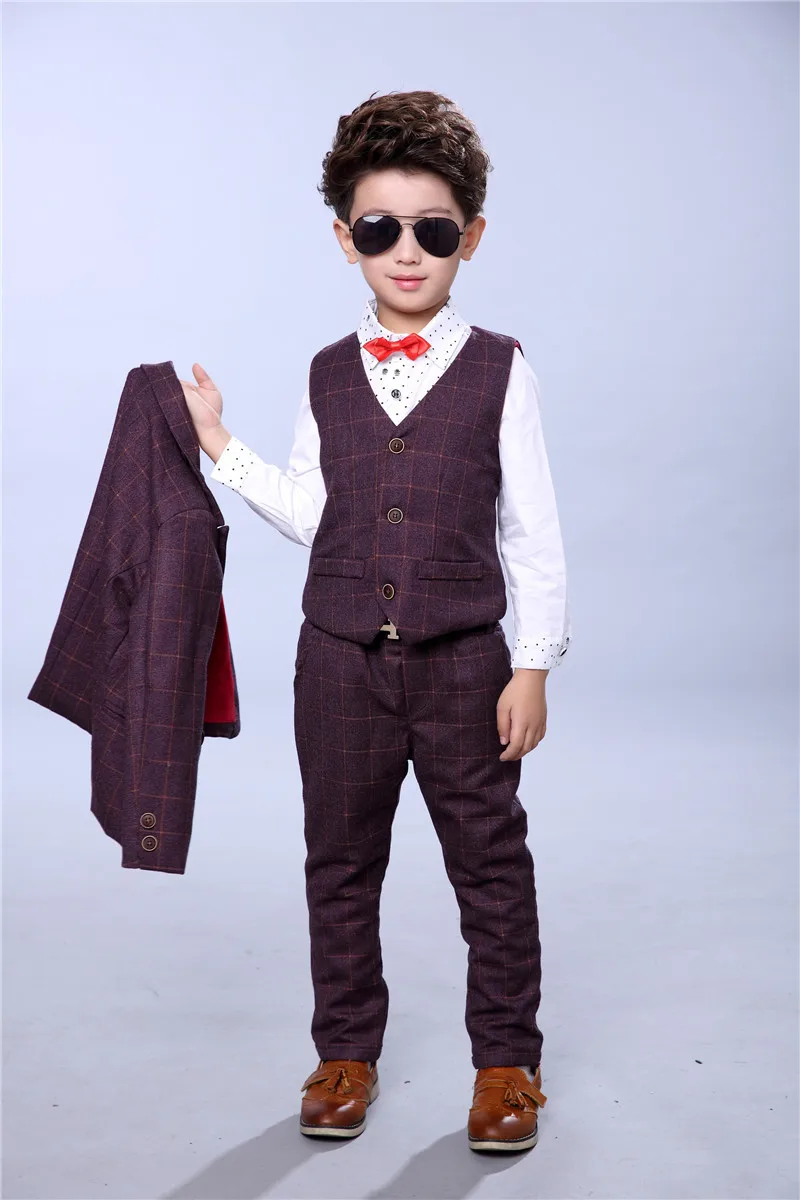 Модные костюмы в клетку для мальчиков на свадьбу блейзер одной пуговице куртка