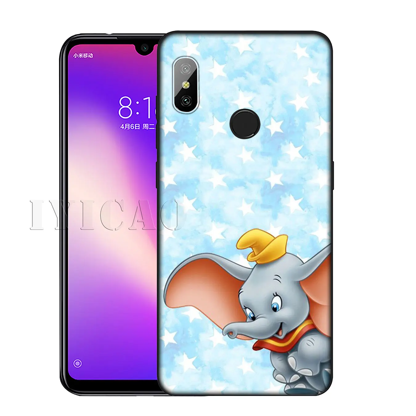 IYICAO Dumbo Cute elephant Soft Silicone Phone Case for Xiaomi Redmi K30 K20 8A 7A 6A 5A S2 GO Note 8 8T 7 5 6 Pro Cover |
