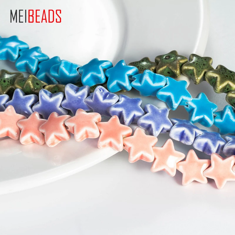 MEIBEADS 15 мм многоцветные Звездные формы глазури керамические бусины ювелирные