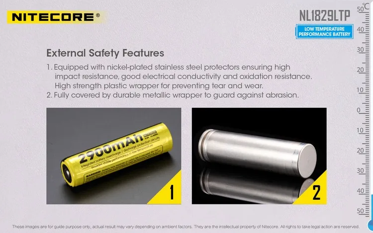NITECORE NL1829LTP 2900 мАч 18650 низкая термостойкость Высокая емкость производительность литий-ионный аккумулятор Кнопка сверху