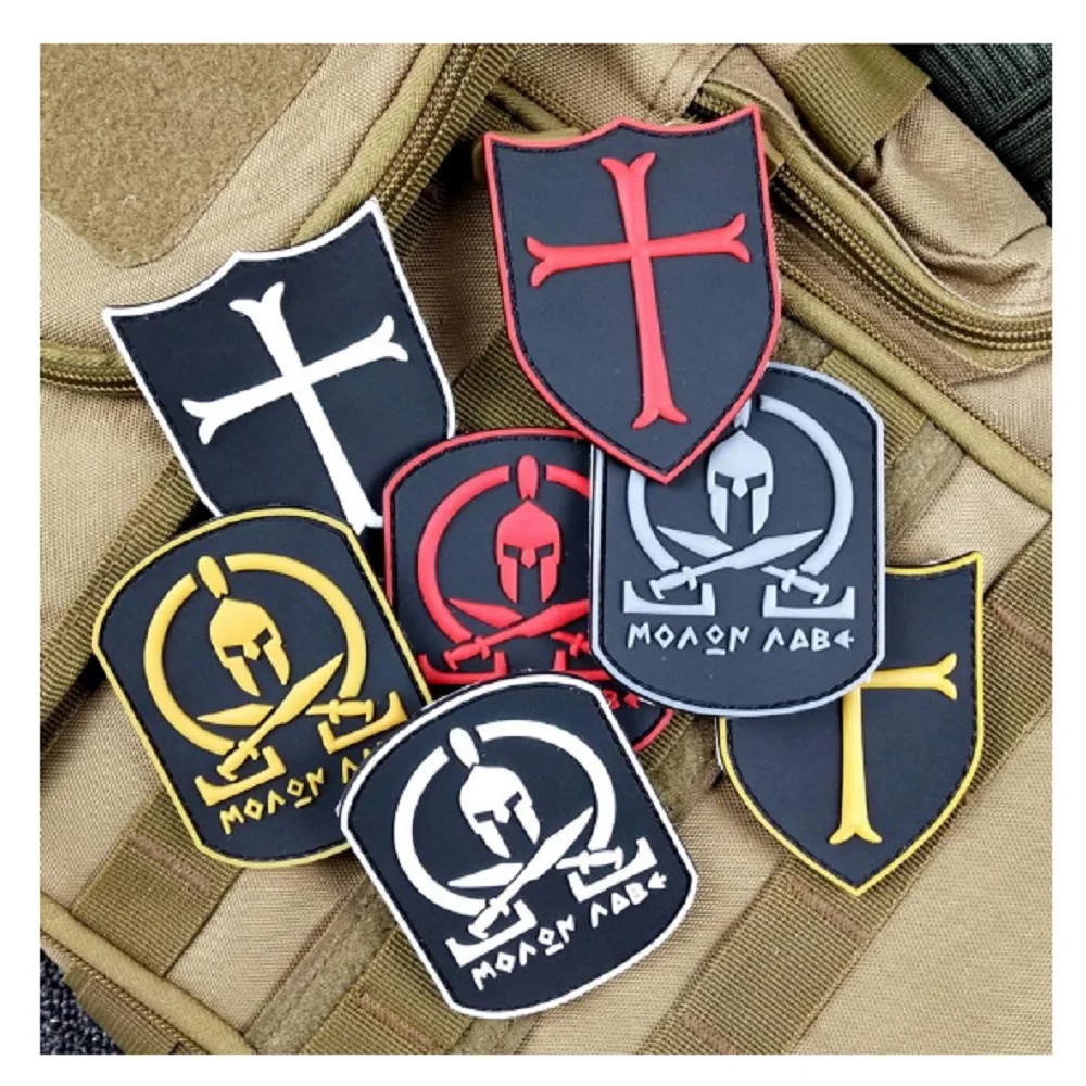 3pcs/lot3D PVC high quality glue armband The temple Crusades patches Spartan Tactical morale badges | Дом и сад