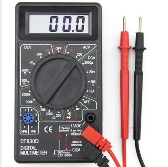 

10pcs/lot Hot Sale 2016 New Arrival DT830D Digital Multimeter with Buzzer DC AC Voltage Ampere Meter + Test Probe