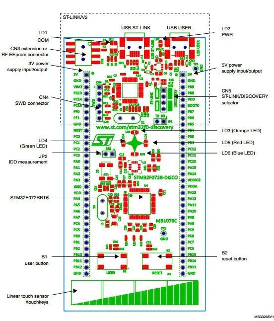 STM32 доска STM32F072B DISCO # STM32F0 открытие с сенсорным экраном плата ARM встроенный ST LINK/V2|arm