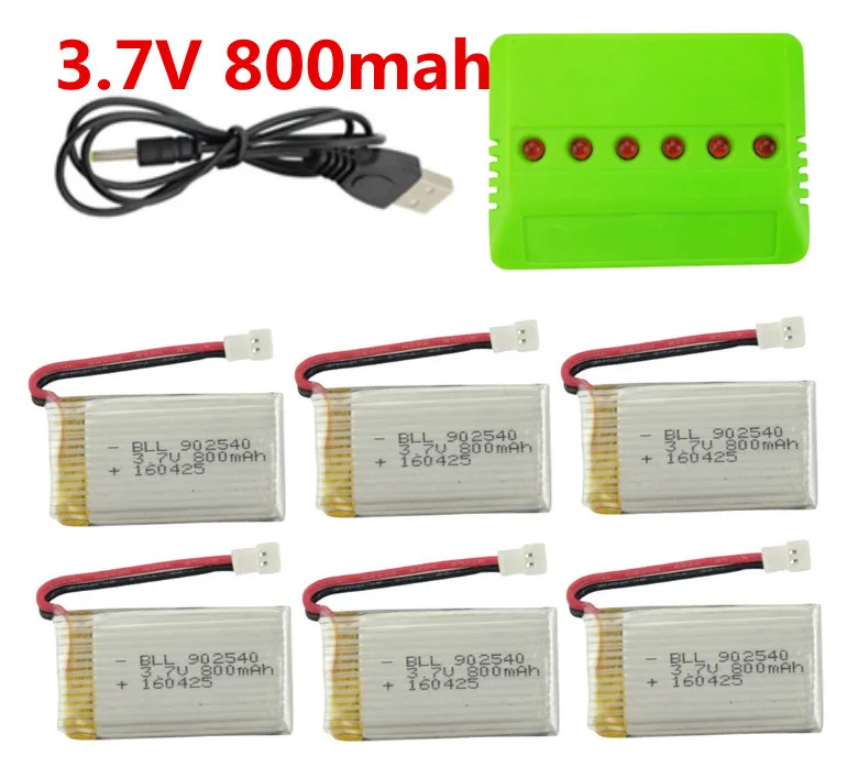 6 шт. 3 7 в 800 мАч X5S аккумулятор + зарядное устройство для Syma X5C X5SW 1 V931 H5C CX 30W Quadcopter