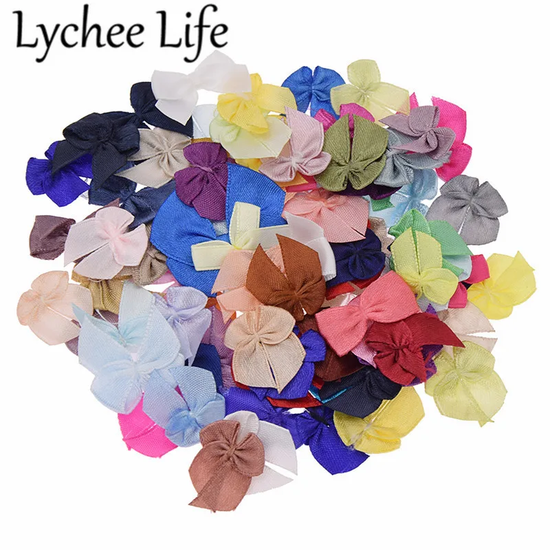 Lychee Life 72 шт. атласная мини-лента с бантом однотонная шелковая лента украшение для
