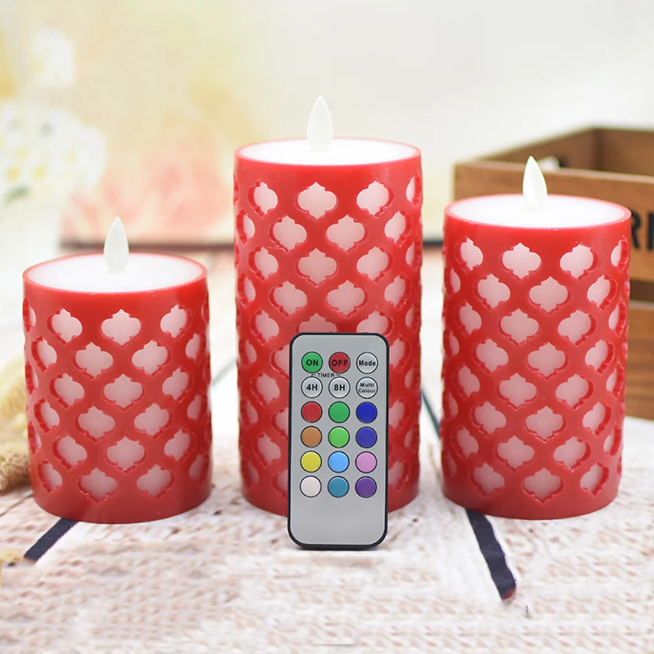 Беспроводная светодиодная восковая свеча с разноцветным светом беспламенная