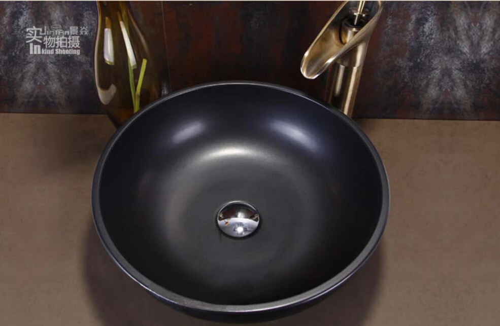 Фарфоровая гардеробная круглая умывальник Lavabo столешница черная раковина сосуд