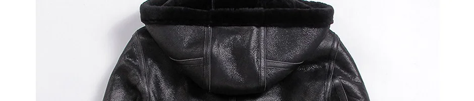 Оригинальное меховое пальто из овчины, мужское кожаное пальто с капюшоном, зимняя теплая кожаная куртка, черная короткая тонкая куртка-пилот, мотоциклетная куртка с капюшоном