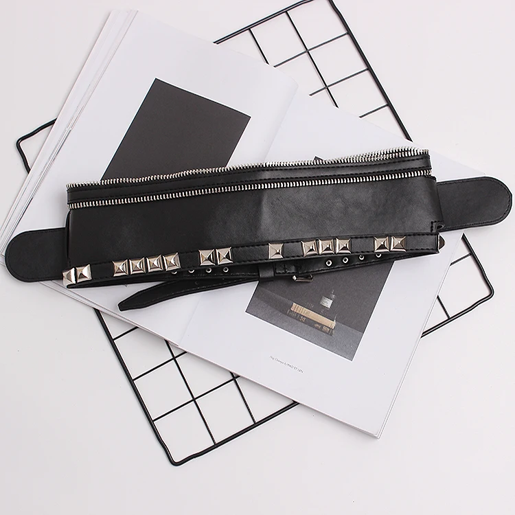 

Round Buckle Design Punk Style Women Belts Pu Suede Leather Woman Black Pink Wide Waist Belts Jeans Clothing Decorations YS172
