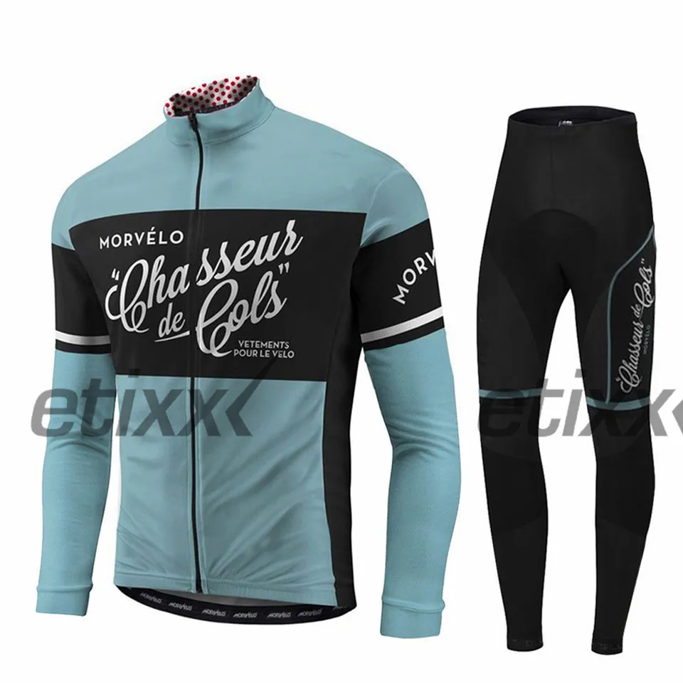 Spring autumn team Morvelo long sleeve cycling jersey set Ropa Ciclismo breathable racing bike clothing MTB Bike 9D gel pad - Цвет: 3