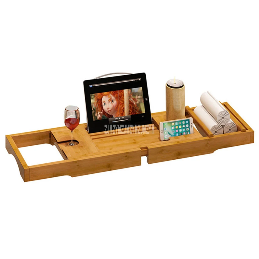 2ASX выдвижная стойка для ванной Бамбуковая противоскользящая ванна лоток Caddy