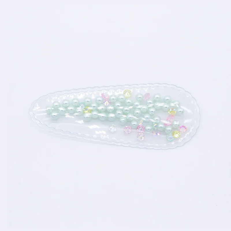 Green Pearl 6 шт. 80*32 мм прозрачные аппликации с Красочные Блестки жемчуг BB зажимы для DIY заколки для волос аксессуары ручной работы Ремесло Декор H26 - Цвет: Green Pearl