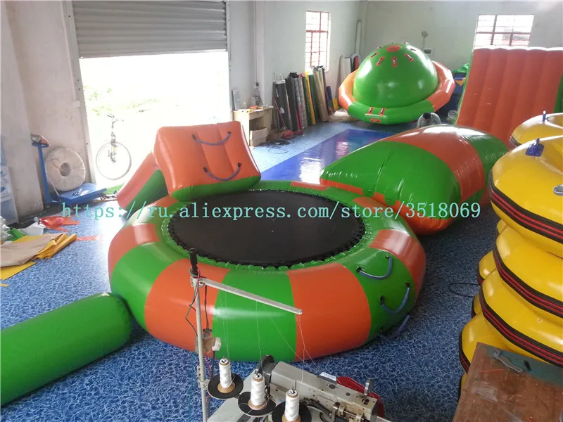 

Продажа Водного парка водного батута комбинация скольжения, диаметр 3 метров с горкой и сумкой для прыжков.