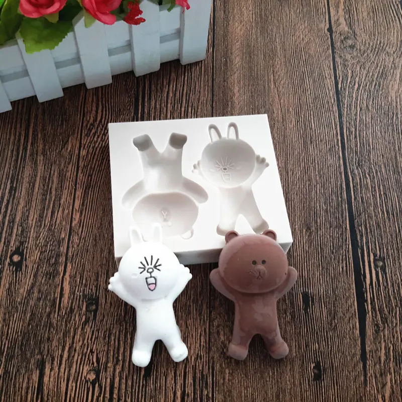Милый зайчик и медведь помады силиконовые формы для украшения торта Инструменты