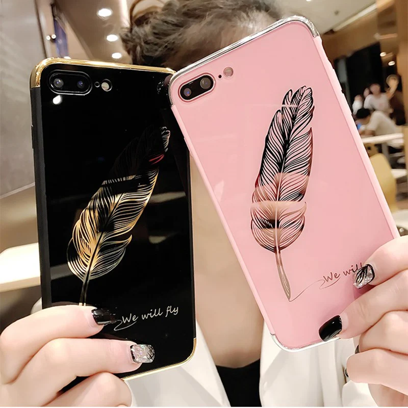 Kerzzil Алмаз перо мультфильм чехол для iPhone 6 S 7 8 Plus X зеркальные телефонные чехлы