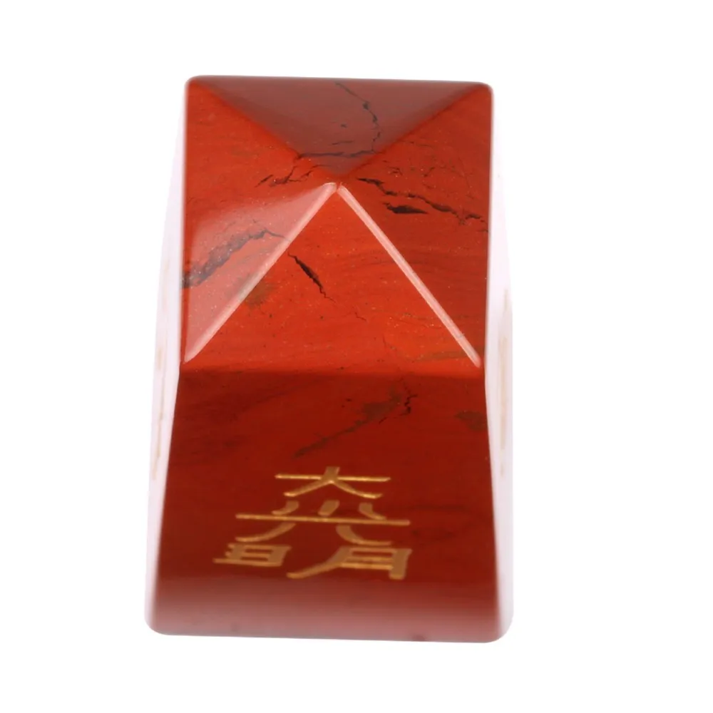 Натуральный тусклый красный яшма резная тетрагональная Призма чакра камни