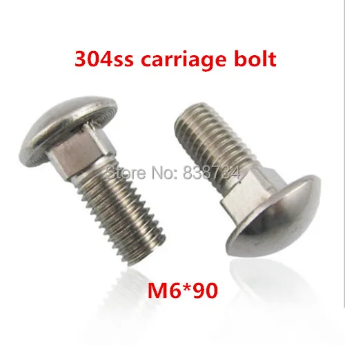 

50pcs a2 70 304 stainless steel mushroom shape square neck bolt m6*90