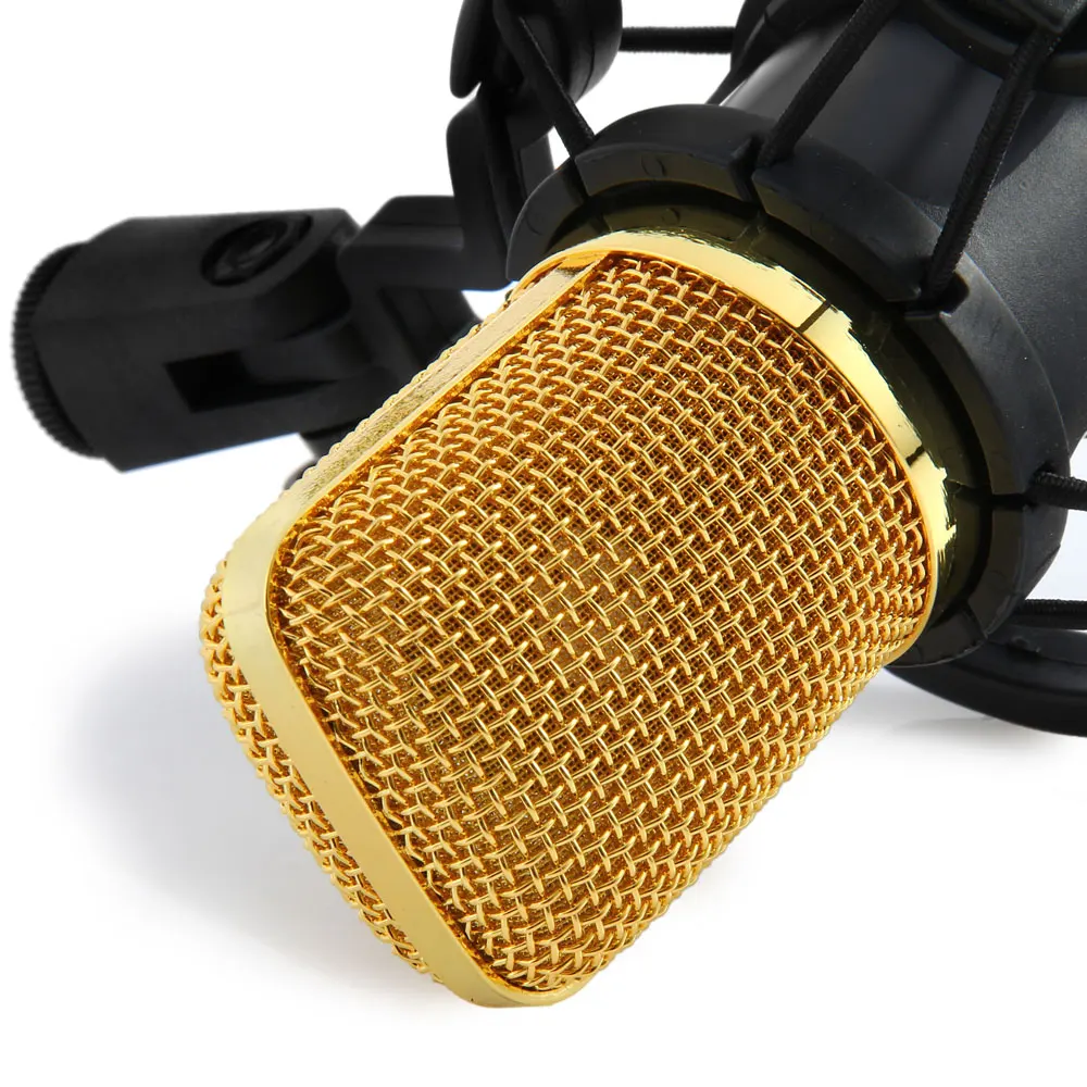 Excalvan BM700 Condenser Wired Recording Microphone with Shock Mount for Radio Broadcasting Sound Studio Microfone PC Mikrofon |