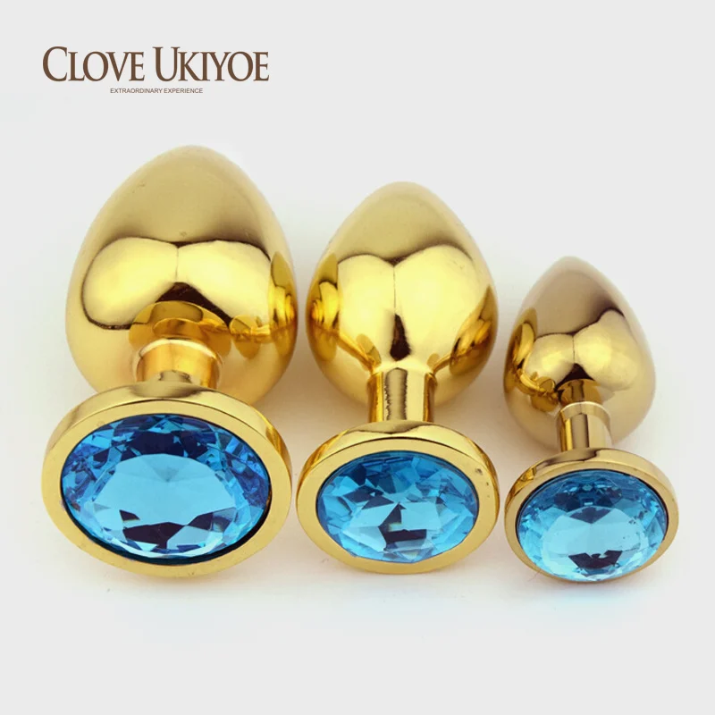 Позолоченные Стразы из нержавеющей стали металлическая Анальная пробка