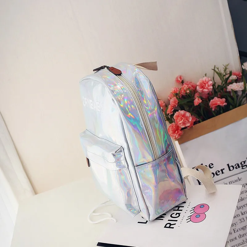 Женская сумка Пакет голографический Рюкзак mochila розовый цельный рюкзак женский