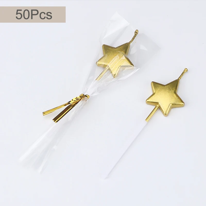 Golden 50Pcs 20-50 шт./компл. милые цвета: золотистый, серебристый сердце, звезда, день рождения свечи для торта свечи любовь лампы в форме свечи детский праздничный костюм поставки Свадебные украшения - Цвет: Golden 50Pcs