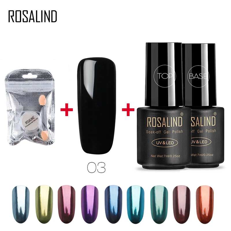 ROSALIND 4 шт./компл. набор гель лаков для ногтей Блестящий верхний базовый покрытия