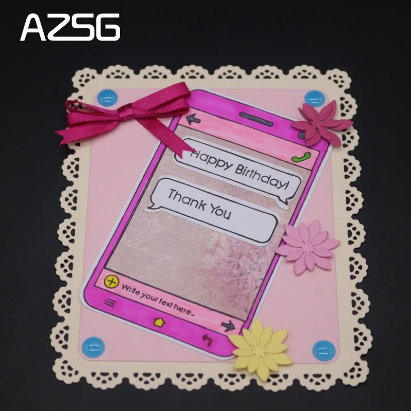 AZSG Mobile phone message Clear Stamps Cutting Dies Set for DIY Scrapbooking/photo Album Decorative Craft Stamp Chapte | Дом и сад