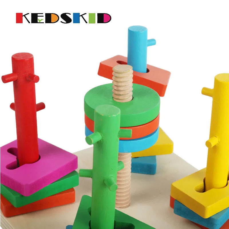 1 Набор интеллект пять колонн строительный блок деревянный геометрический рукав