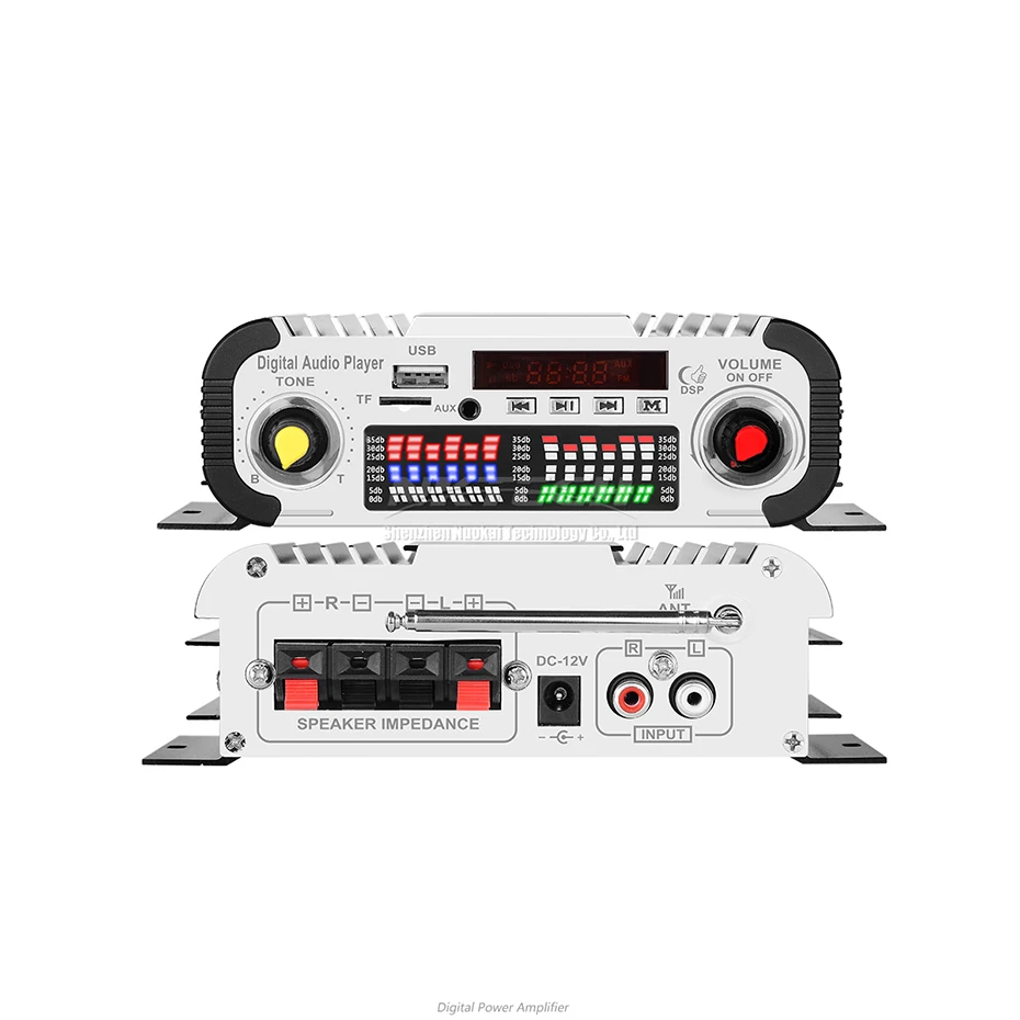 Автомобильный цифровой аудиоплеер NKTECH усилитель мощности Bluetooth 2 канала x 20 Вт Hi Fi