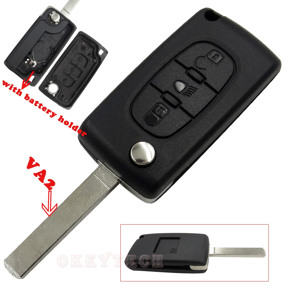 Чехол OkeyTech для Citroen C2 C3 C4 C5 C6 Picasso с 3 кнопками откидной крышкой ключей пустой чехол