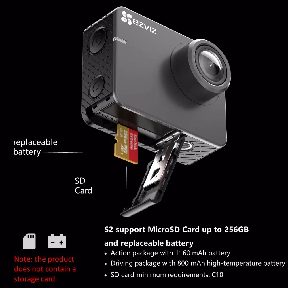 Экшн камера ezviz s2 многофункциональная спортивная прямая трансляция 1080 p60fps