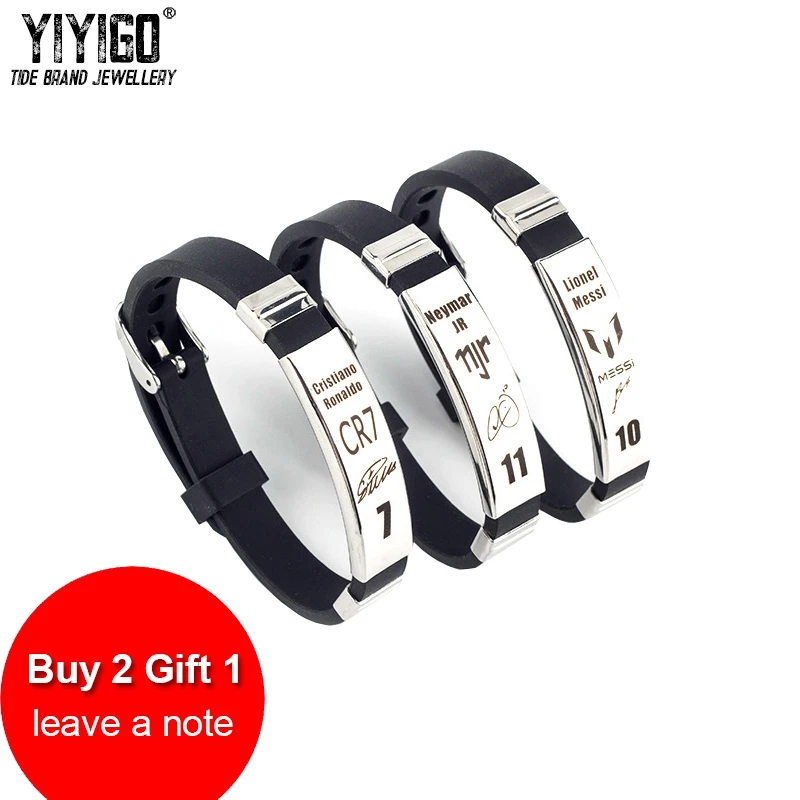 /Buy2Get1Free/1 шт. из нержавеющей титановой стали спортивный мужской браслет Месси