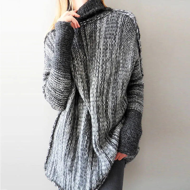 2020 New Style Fashion Women's Winter Clothing Plus Size Long Knitted Sweater Women Thick Warm Turtleneck Sleeve Pullovers | Женская
