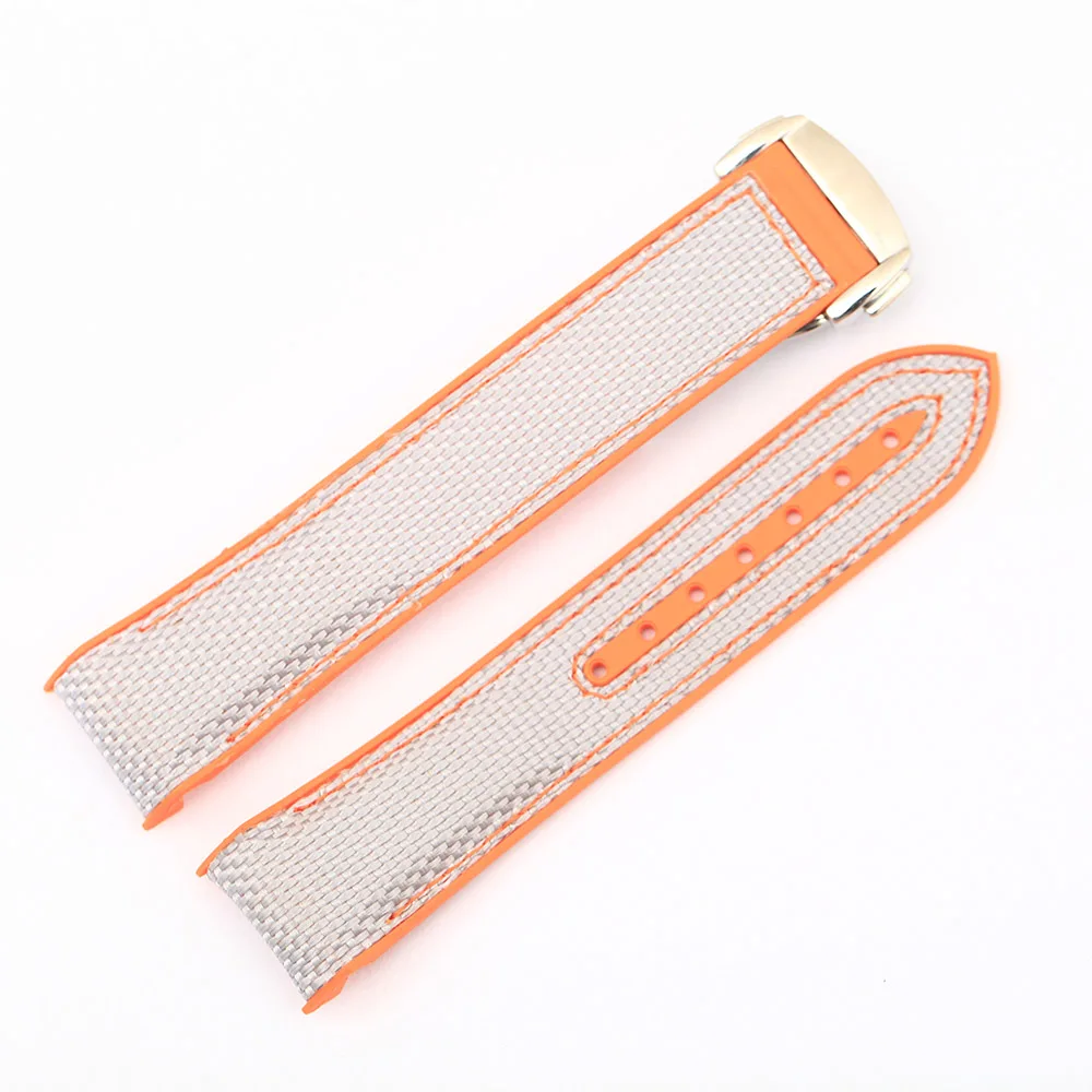 20m 22mm Nylon Rubber Silicone Watch Band for Omega Watch Strap Seamaster Planet Ocean 8900 9900 Orange Black Blue Bracelets