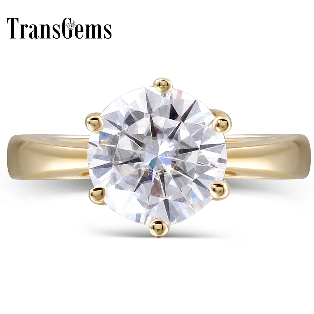 Женское кольцо из желтого золота с муассанитом 2 карата|ring for|rings for womenring ring |
