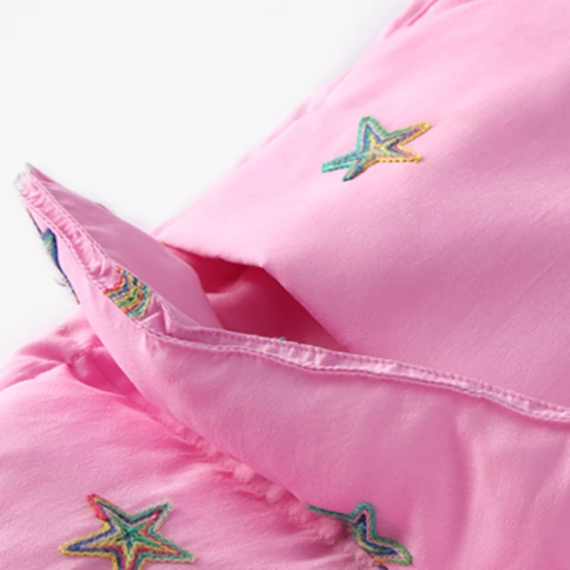 Мультфильм Вышивка Теплая Куртка-пуховик белого цвета на утином пуху меховой