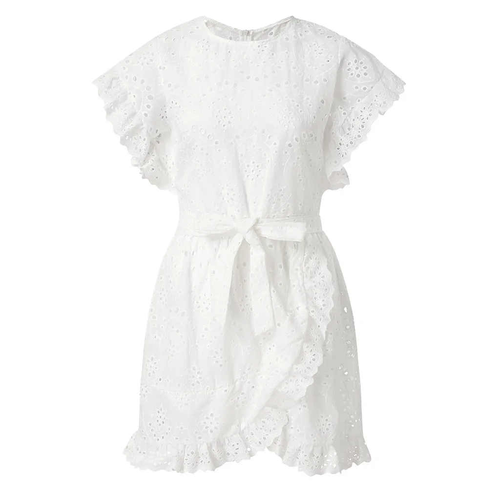 Vestidos Verano женское сексуальное однотонное плиссированное платье с рукавами на