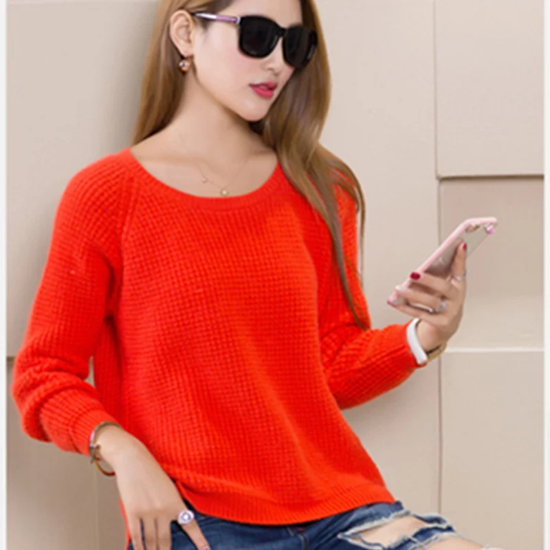 2019 NEW Autumn And Winter Women's Round Neck Cashmere Sweater Pullover Split Female Wild Knitted Sweaters Fashion Wool | Женская